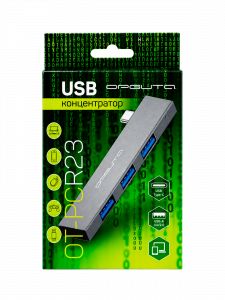 Орбита OT-PCR23 Серый концентратор USB 2.0/3.0 (3*USB)